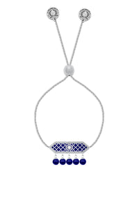 Al jawhara Silver Dark Blue Bracelet