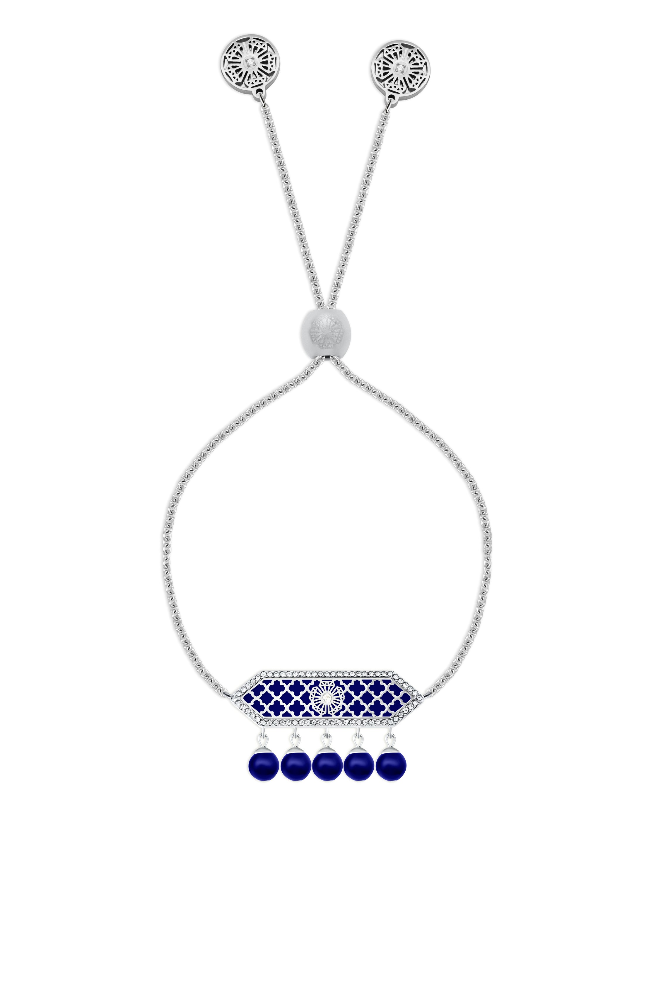 Al jawhara Silver Dark Blue Bracelet