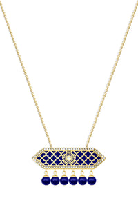 Al jawhara Gold Dark Blue Long necklace