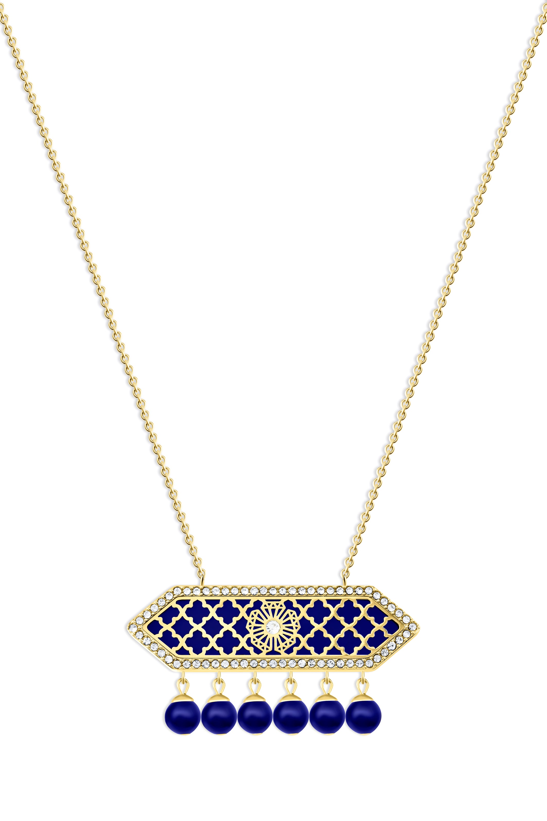 Al jawhara Gold Dark Blue Long necklace