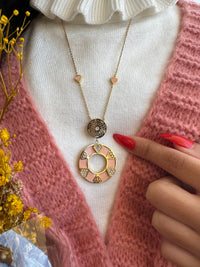 Circle collection Long necklace (pink)