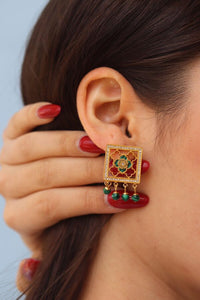 Al Maith Gold Green Earrings