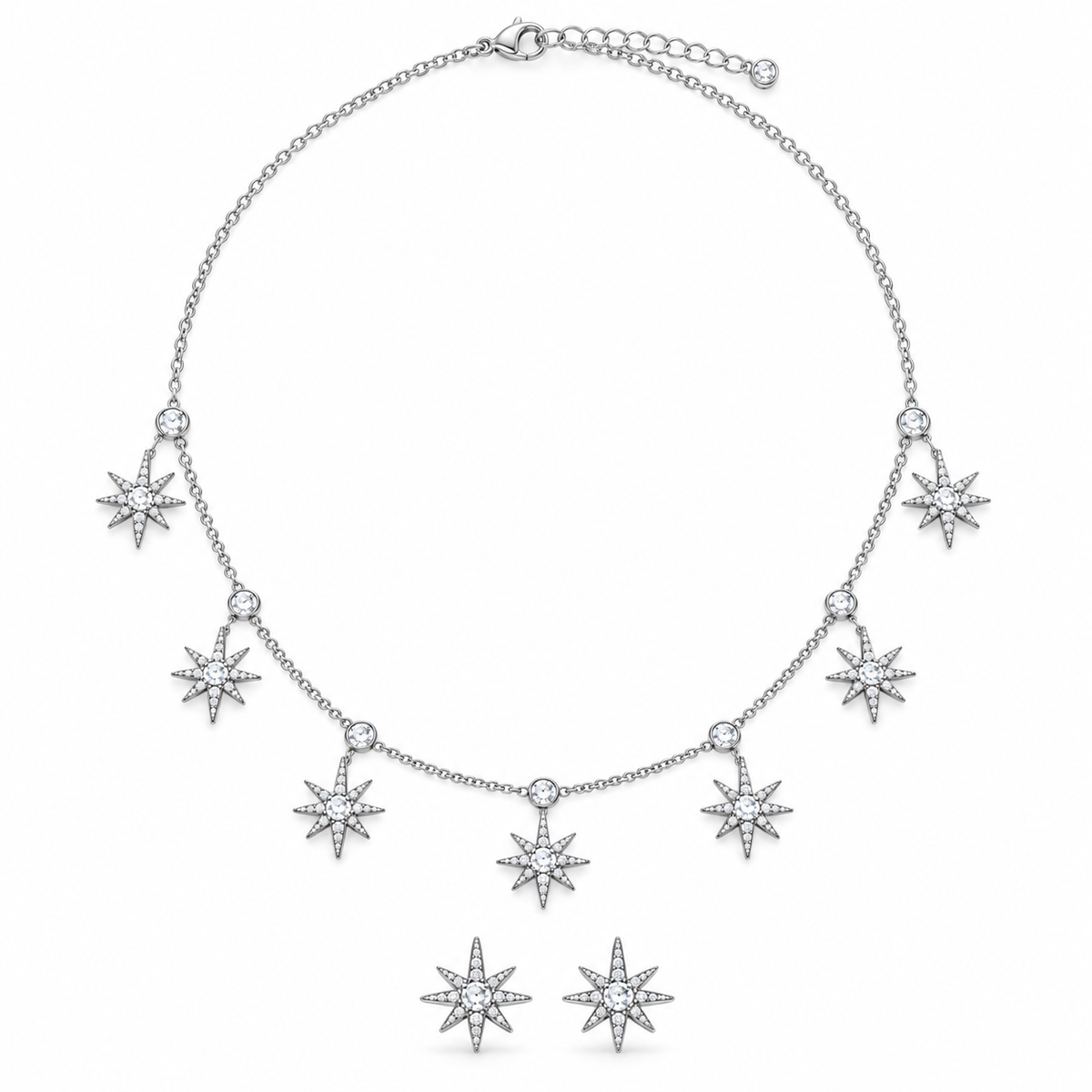 Mini thuraya silver earing & necklace