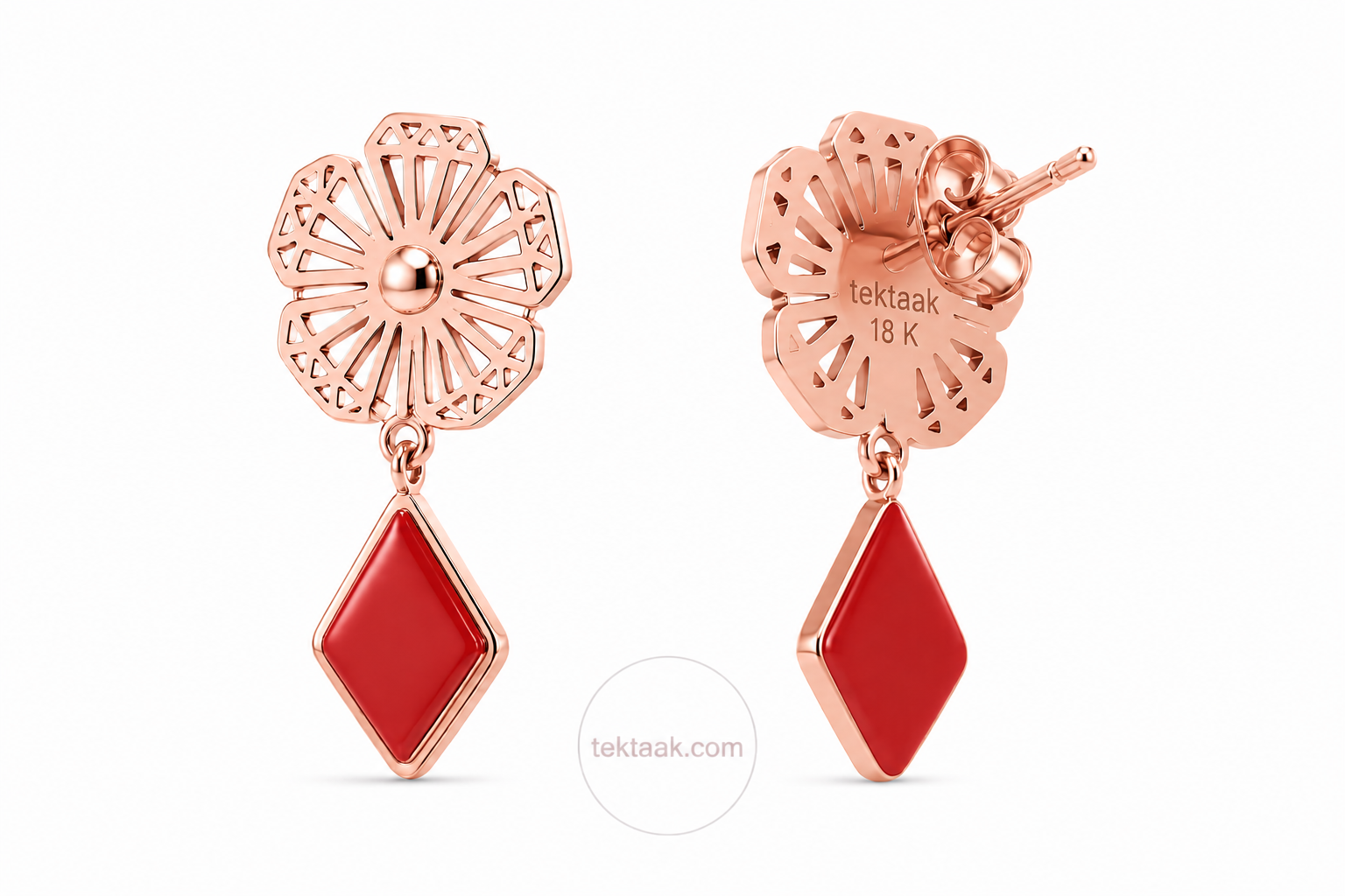 Al Manthora Rose Gold Red Earring