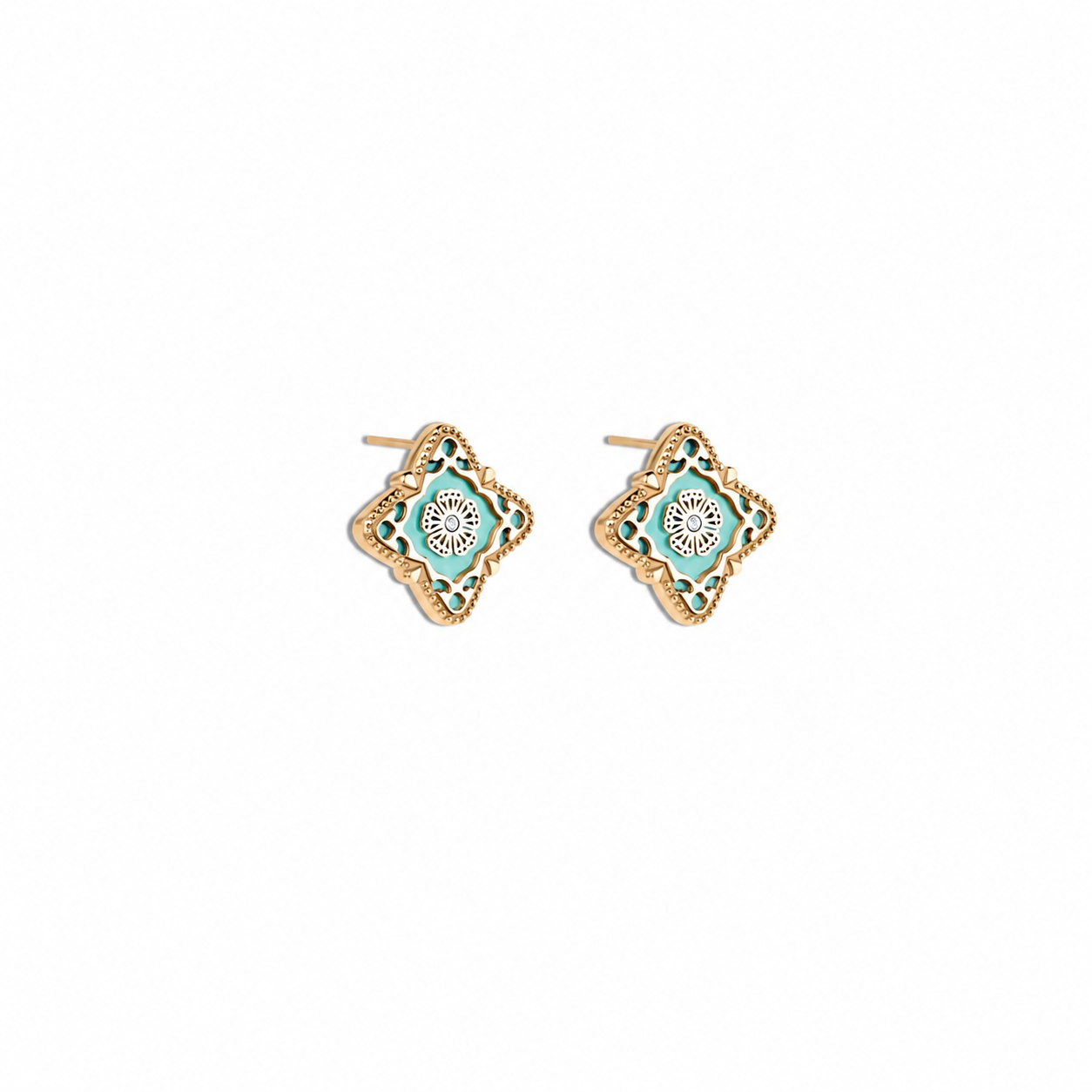 New Blossom Gold Light Blue Small Earring