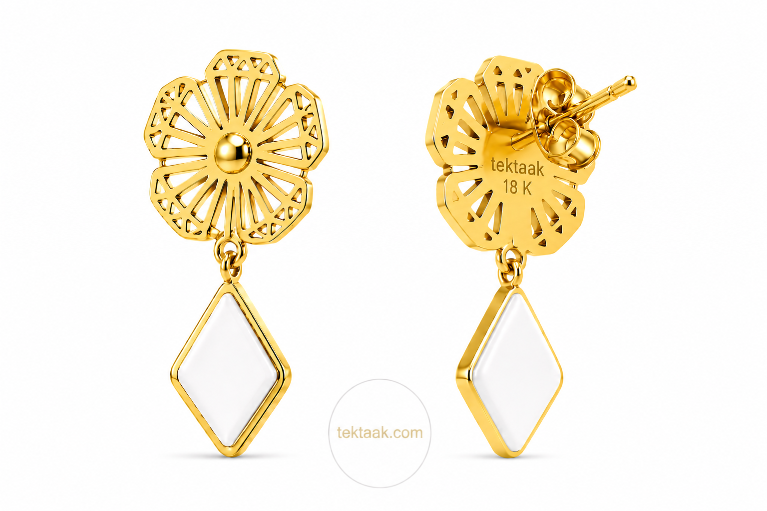 Al Manthora Gold White Earring