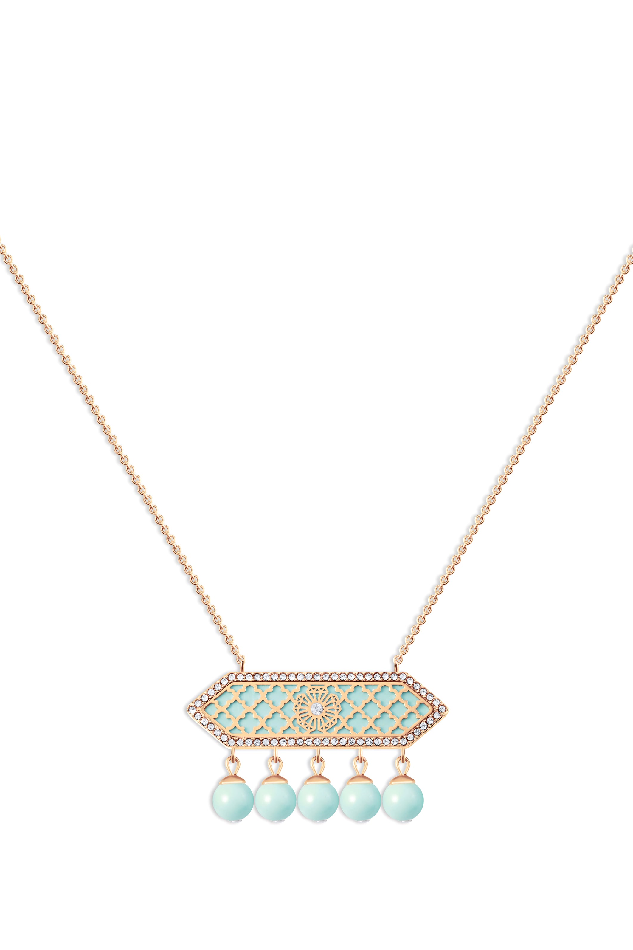 Al jawhara Rose Gold Light blue Short necklace
