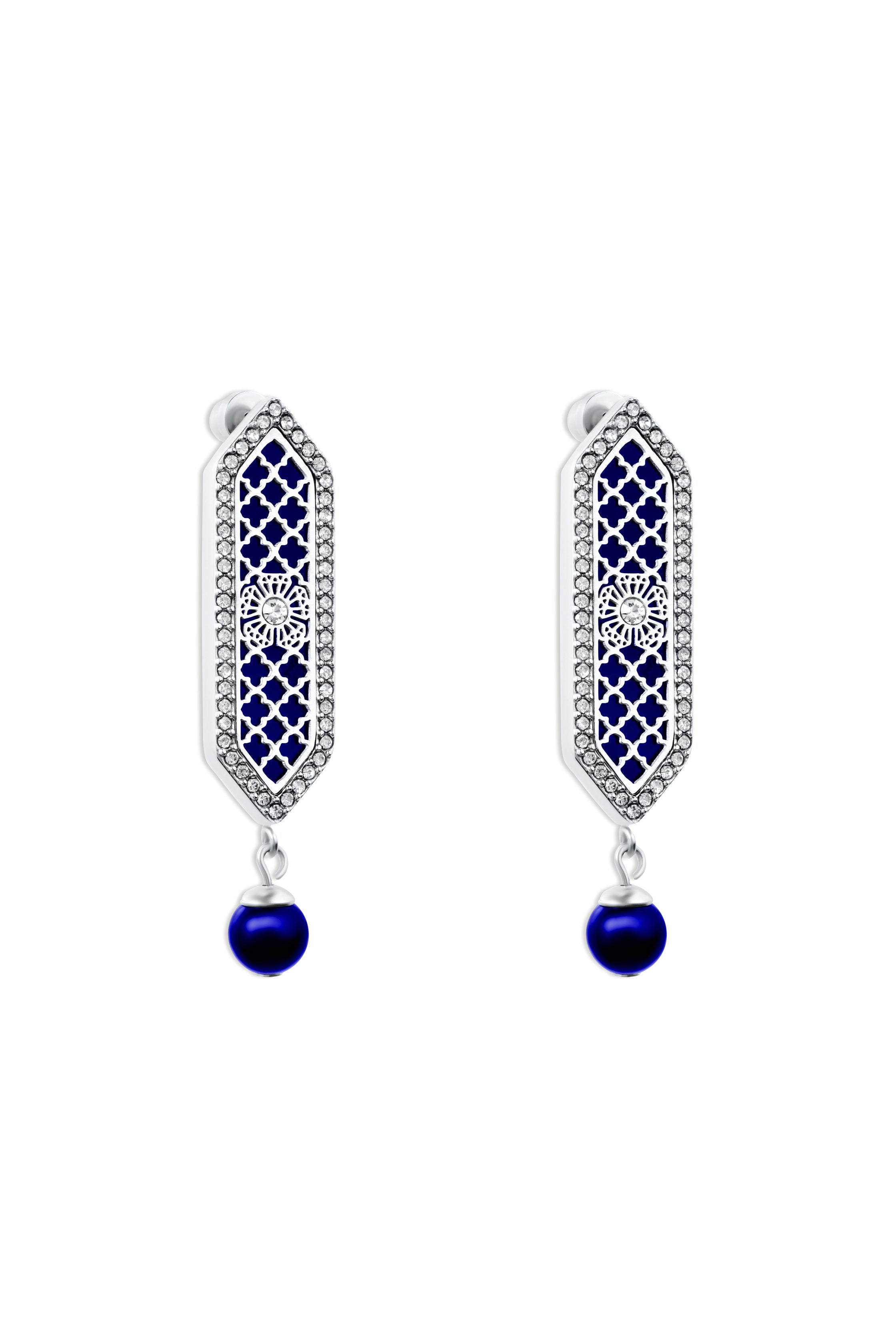 Al jawhara Silver Dark Blue Earring