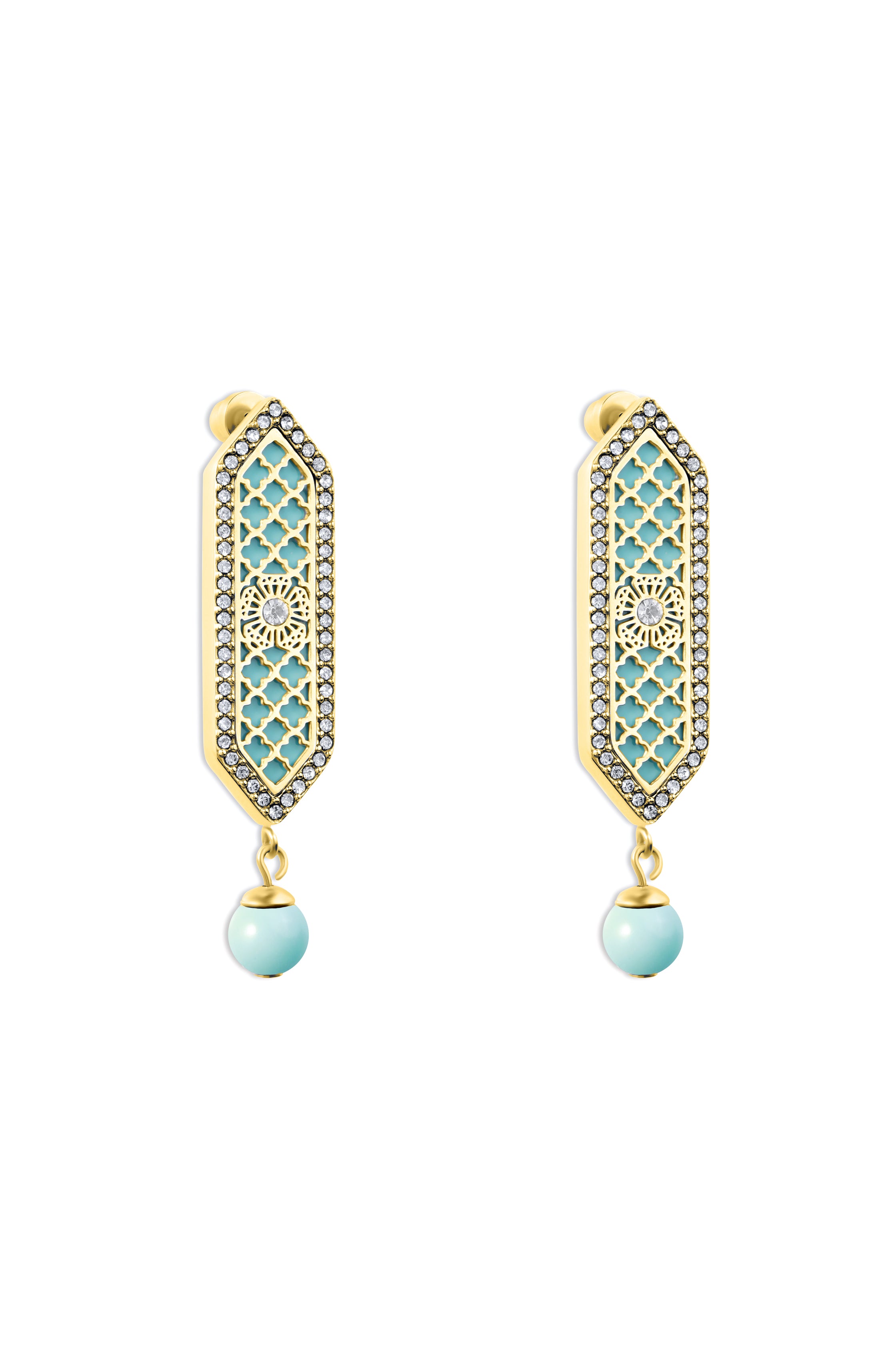 Al jawhara Gold Light blue Earring