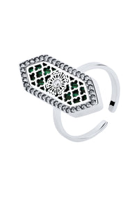 Al jawhara Silver Green Ring
