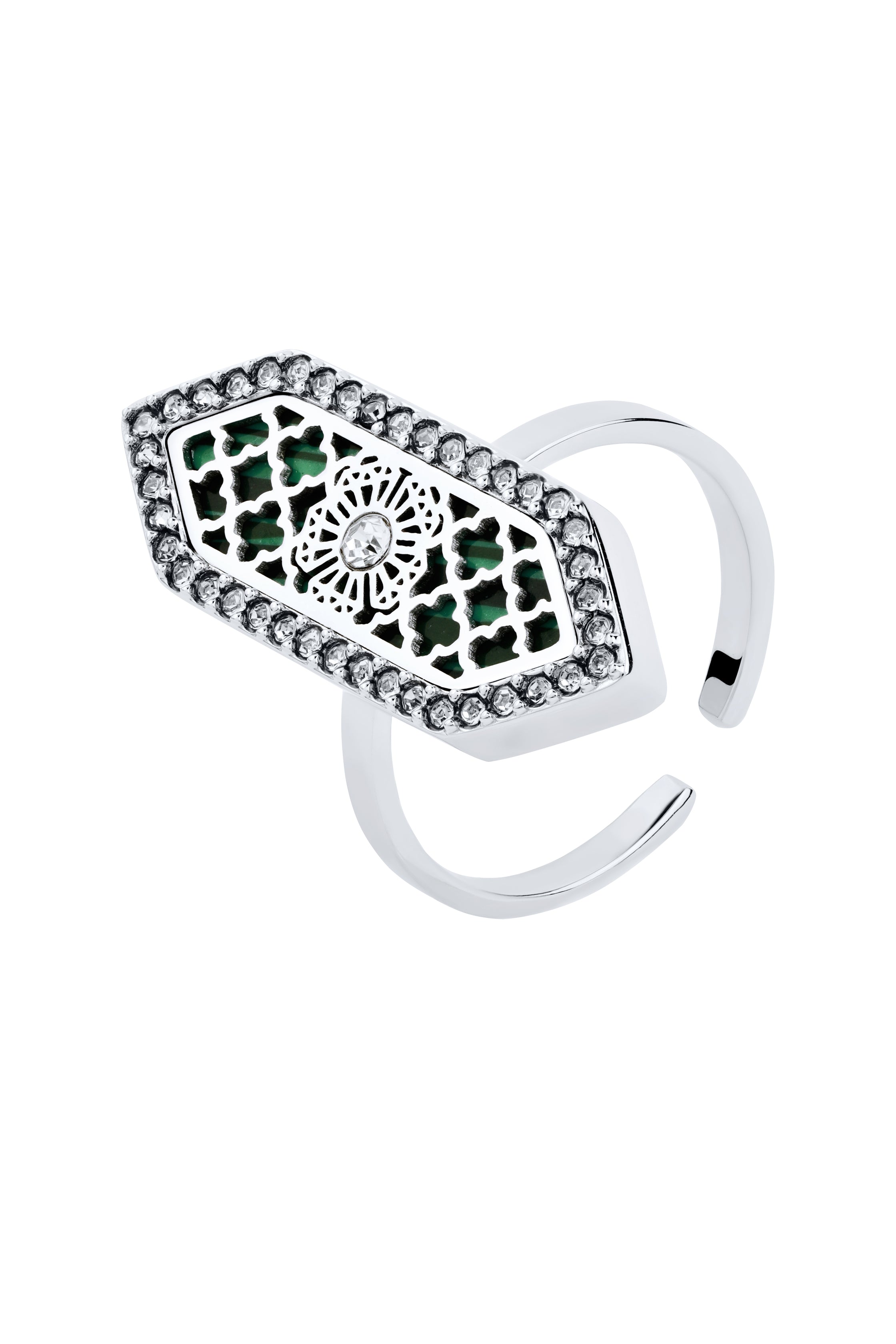 Al jawhara Silver Green Ring