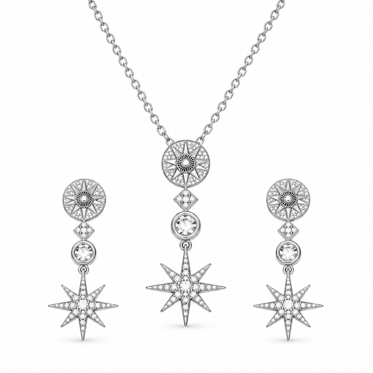 Thuraya silver earing and necklace