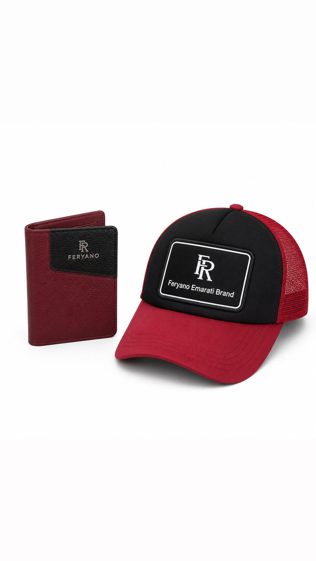 Combo red cap and wallet