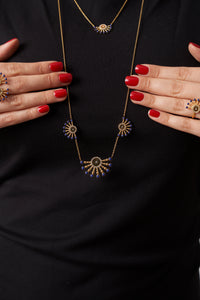 Raggi – Gold Dark Blue Long Necklace