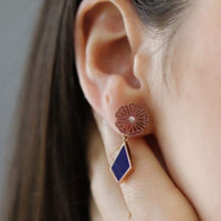 Al Manthora Rose Gold Dark Blue Earring