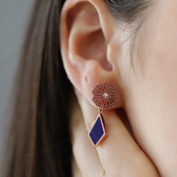Al Manthora Rose Gold Dark Blue Earring