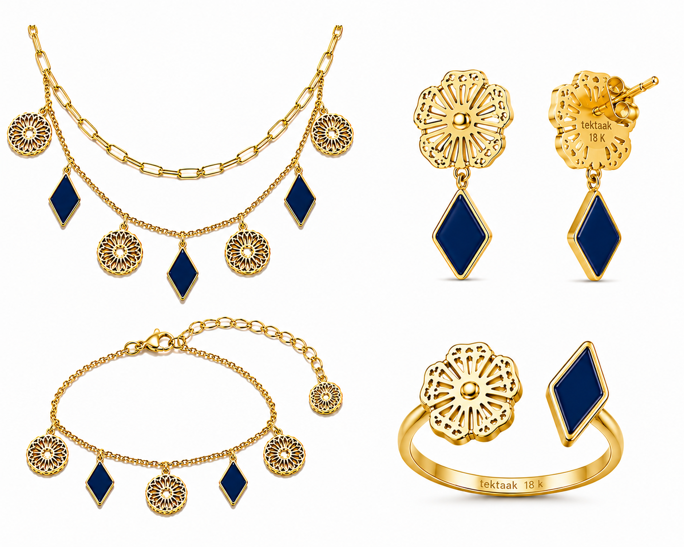 Al Manthora Gold Dark Blue Full set ( Without Anklet)