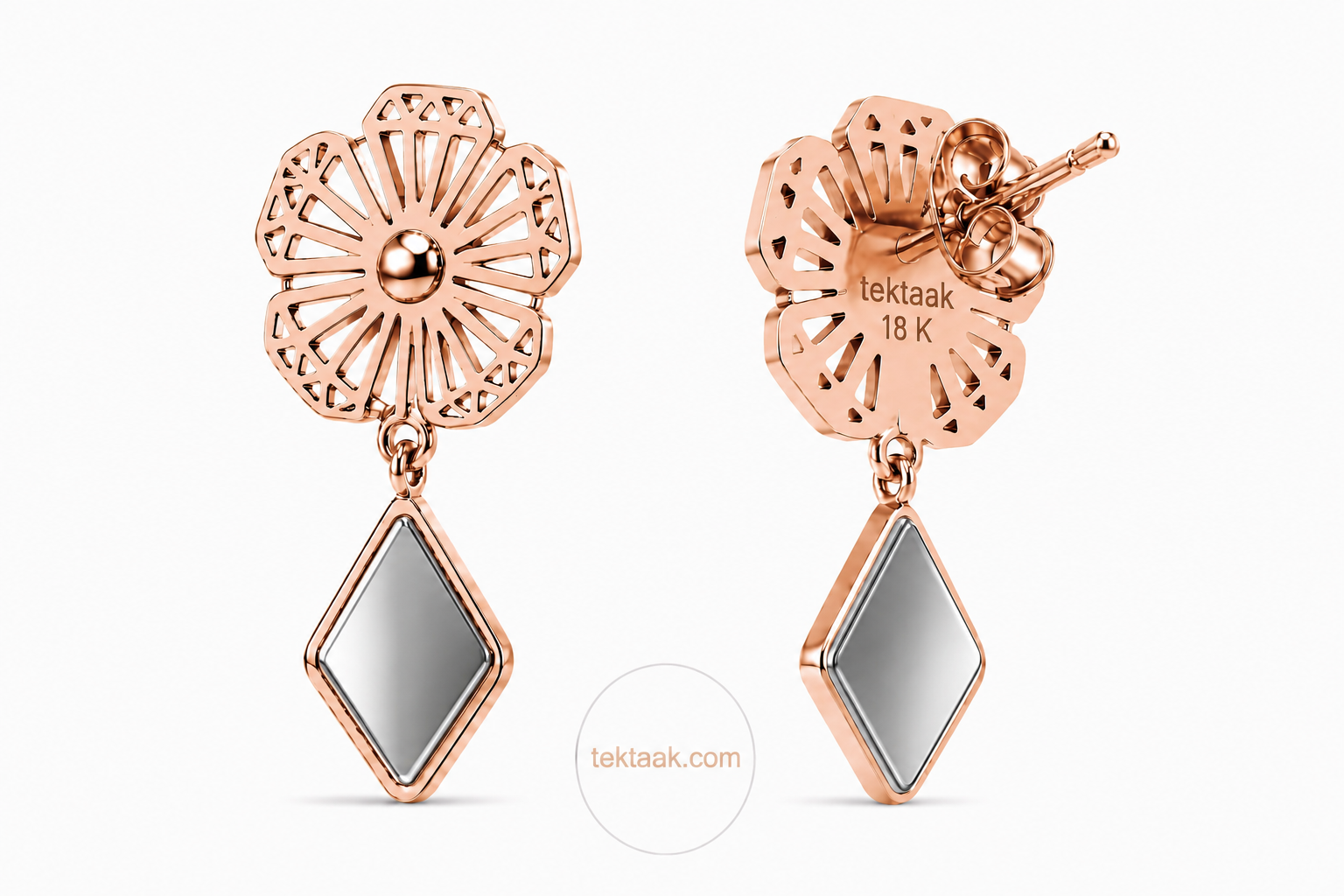 Al Manthora Rose Gold Grey Earrings