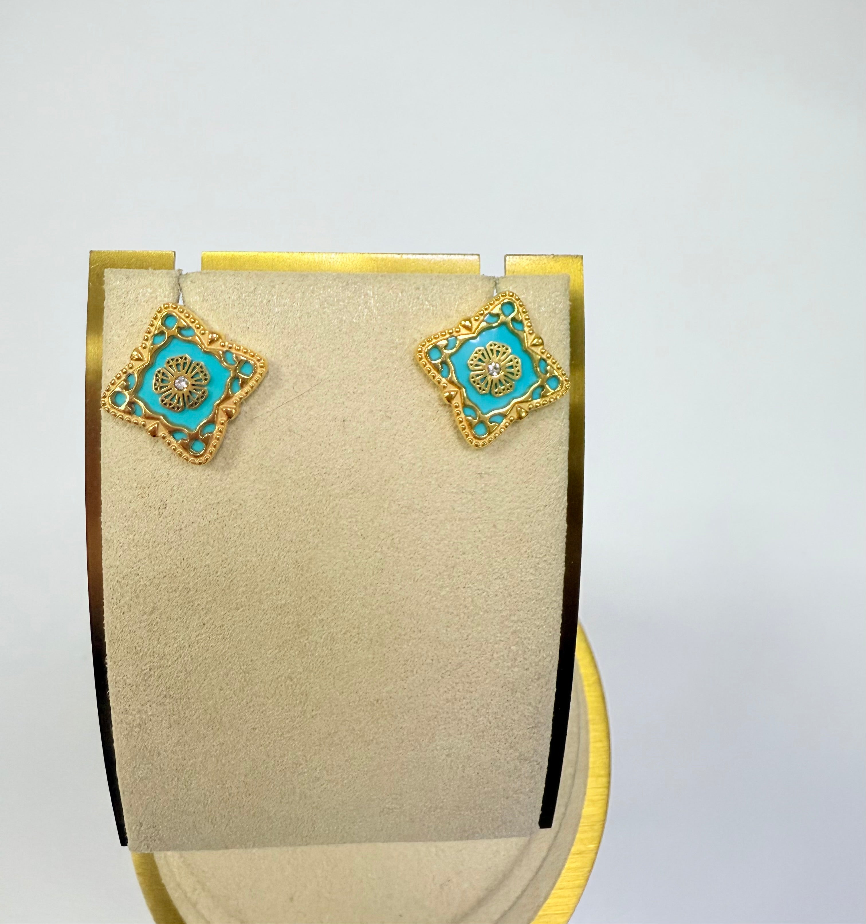 New Blossom Gold Light Blue Small Earring