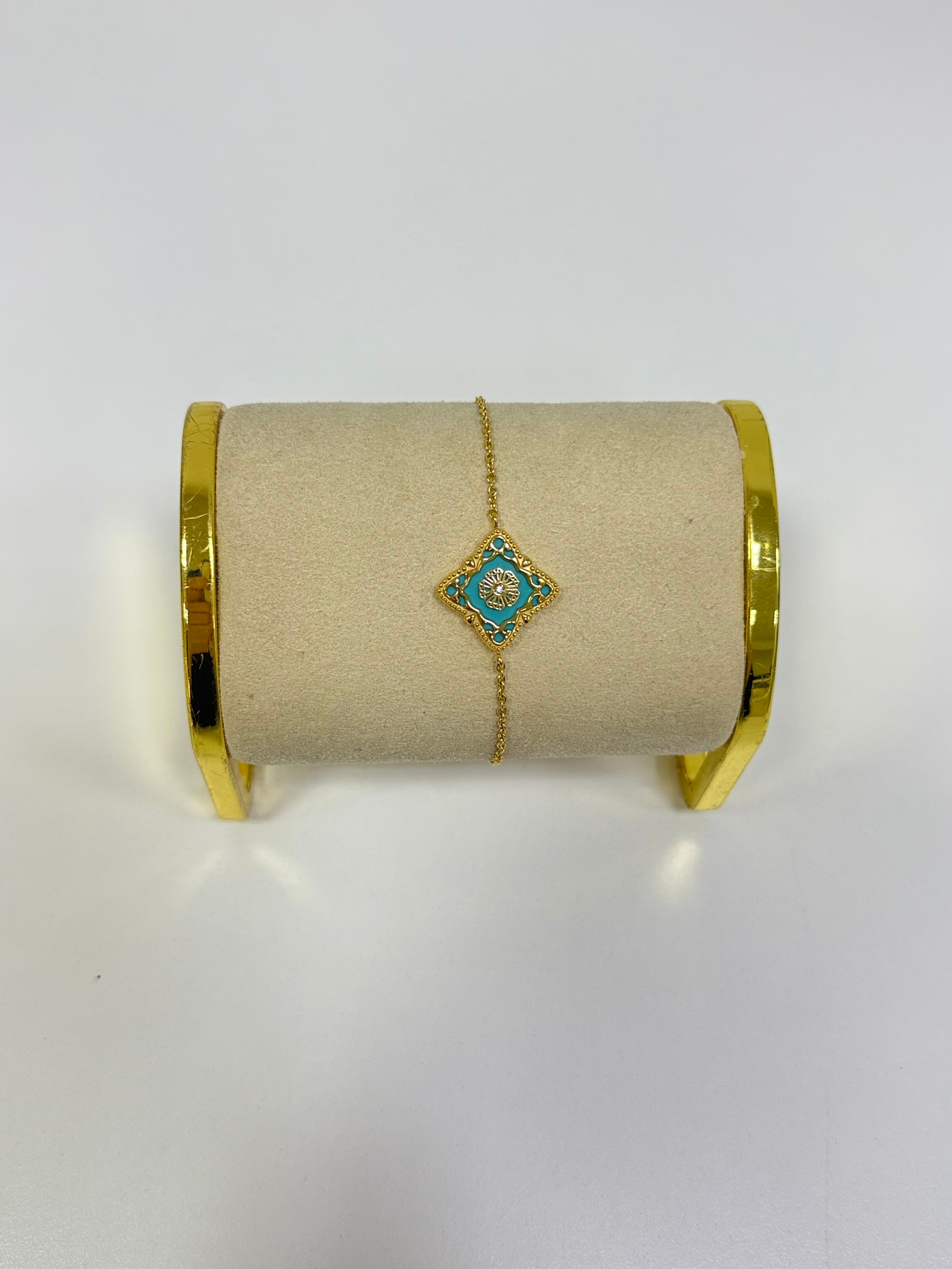 New Blossom Gold Light Blue Bracelet