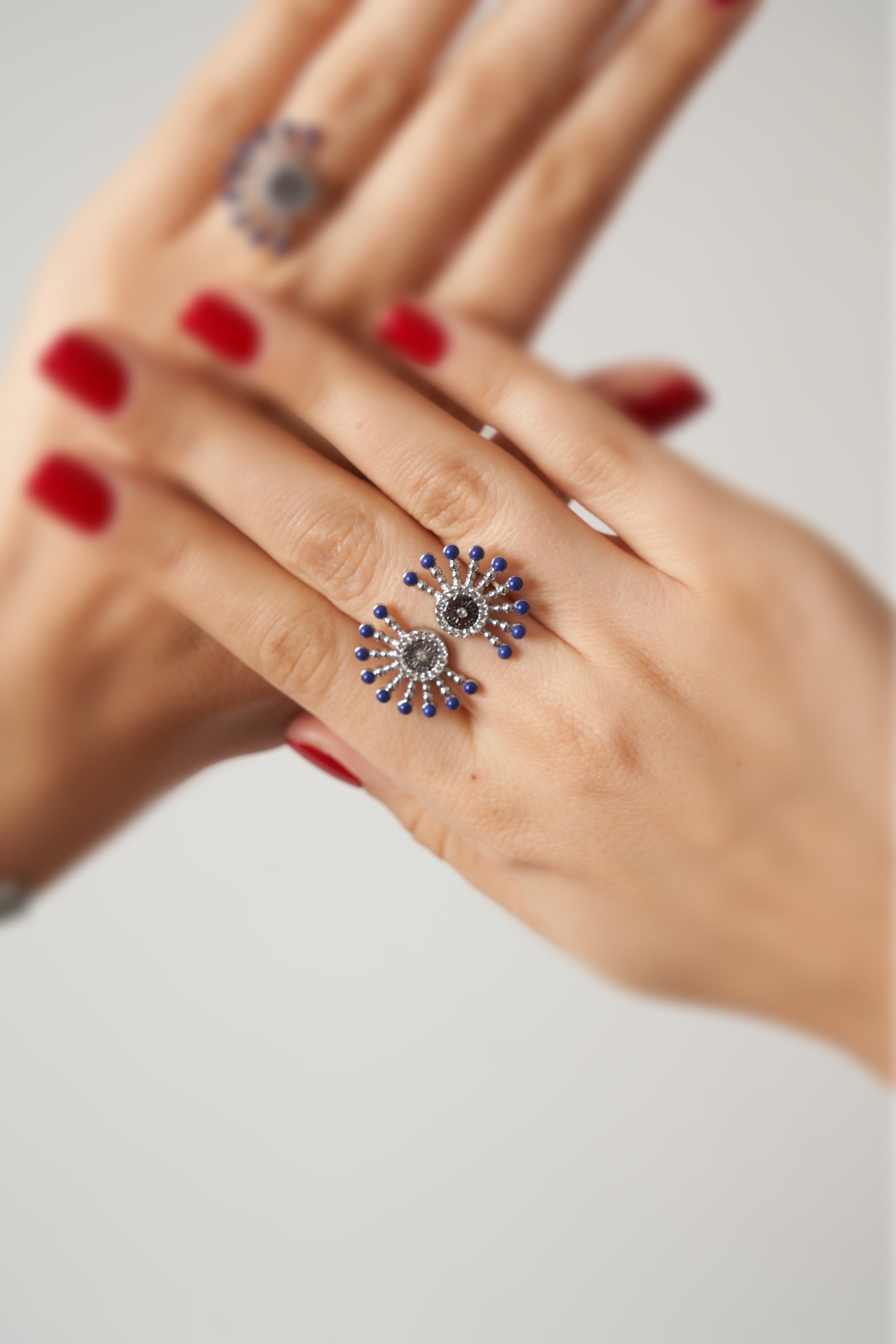 Raggi – Silver Dark Blue Double Ring