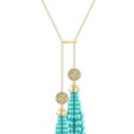 Dana collection – Long Necklace ( Gold Light blue )