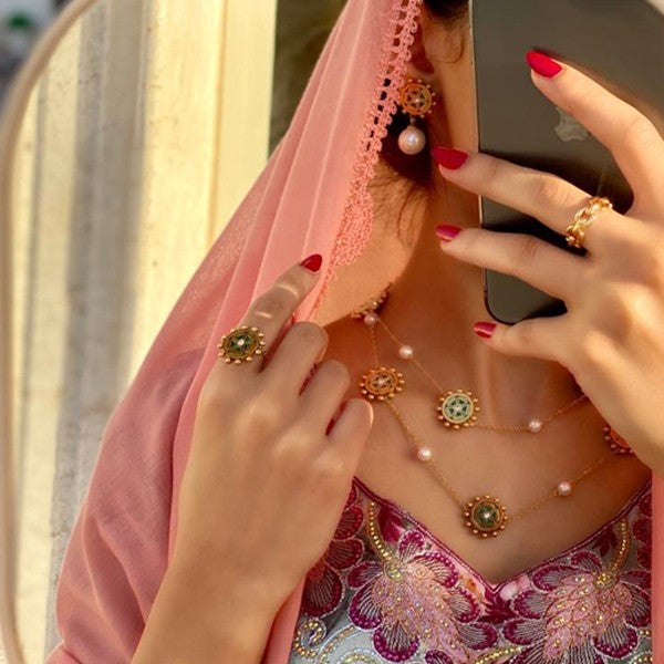 بتيل أخضر مع لؤلؤ - طقم كامل