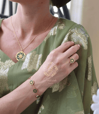 Monof gold green long necklace