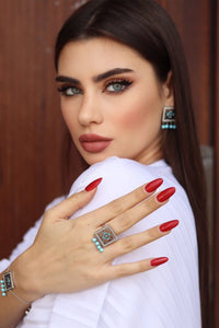 خاتم الميث الفضي باللون الأزرق الفاتح