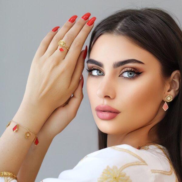 المنثورة ذهب أحمر طقم كامل بدون خلخال