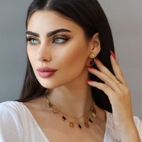 المنثورة ذهب أزرق داكن طقم كامل (مع خلخال)