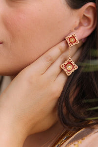 New Blossom Rose Gold Red long Earring