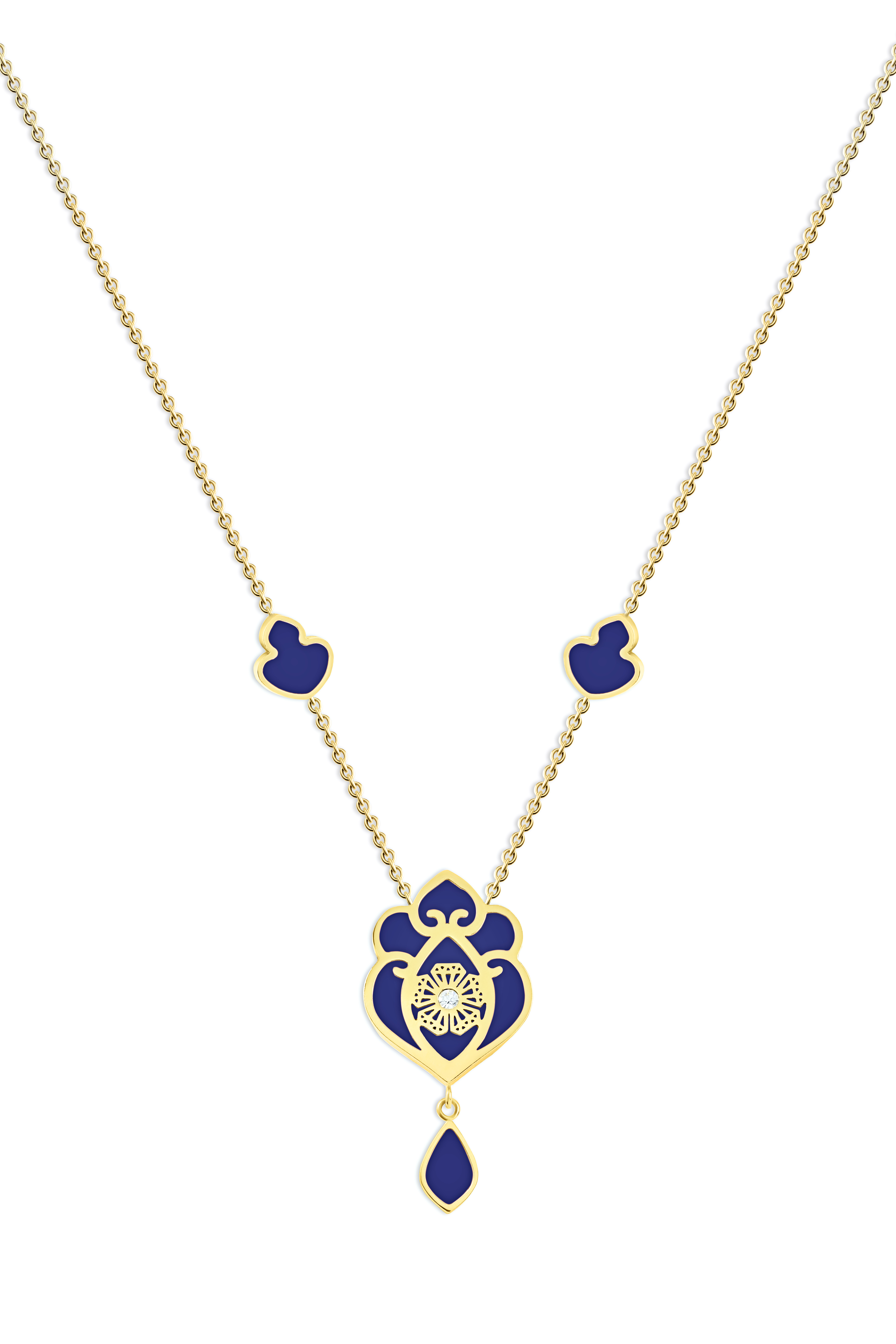 Gold Dark Blue Necklace